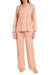 Eberjey Gisele Long Pajama Set In Peach Parfait/ Ivory