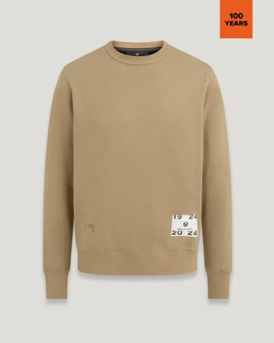 Belstaff Centenary Applique Label Sweatshirt In British Khaki / Black