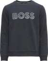 HUGO BOSS HUGO BOSS MEN'S SALBO CONTRASTING LOGO CREWNECK SWEATSHIRT, PEACOCK