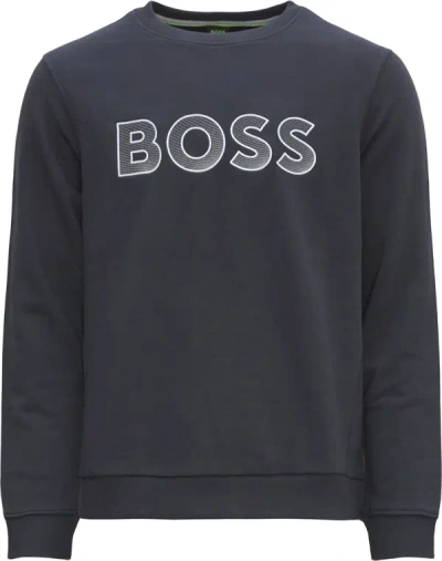 Hugo Boss Men's Salbo Contrasting Logo Crewneck Sweatshirt In Dark Blue