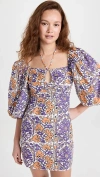 Rhode Women's Jeanne Geometric Puff-sleeve Minidress In Purple