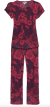 Johnny Was Women Carrie Short Cap Sleeve Crop Set Multicolor Pajama Set In Red