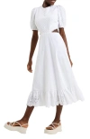 FRENCH CONNECTION WOMEN'S ESSE EYELET EMBROIDERED CUTOUT COTTON DRESS, SUMMER WHITE