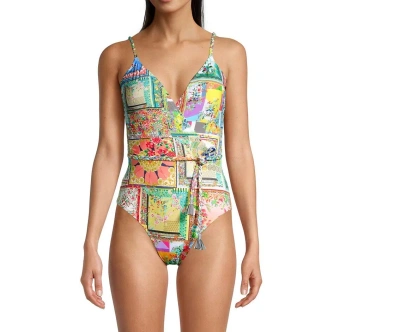 Johnny Was Fleur Braided One Piece Wrap Swimsuit In Multi