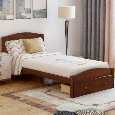 Simplie Fun Platform Twin Bed Frame In Brown