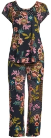Johnny Was Women Delfino Cap Sleeve Crew Neck Crop Pajama Set Multicolor In Multi