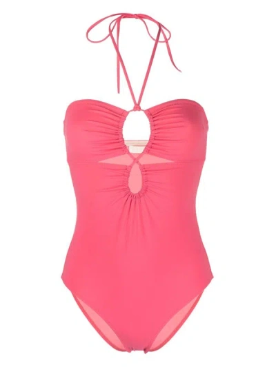 Ulla Johnson Halterneck-fastening Detail Swimsuit In Pink