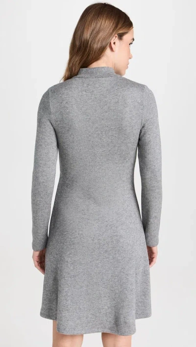 Vince Women's Long Sleeve Short Knit Sweater Dress Silver Dust In Grey