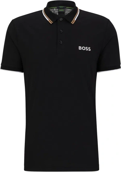 HUGO BOSS HUGO BOSS MEN PADDY PRO SHORT SLEEVE BLACK SOIL POLO T-SHIRT