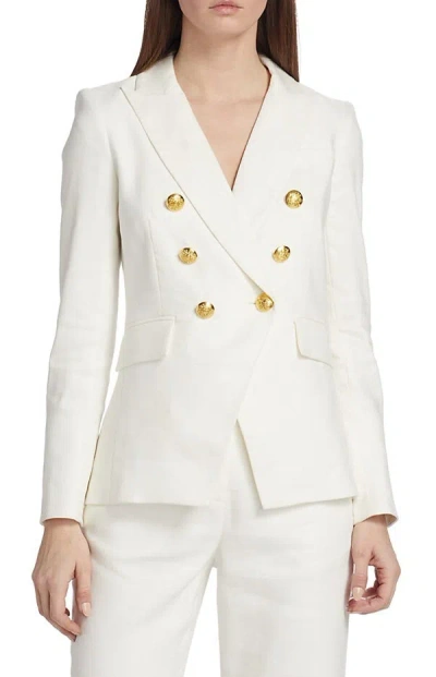 Veronica Beard Miller Dickey Double-breasted Grain De Poudre Blazer In Off White Gold