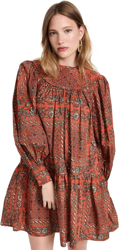 Ulla Johnson Women's Ria Dress, Clementine, Orange Print Mini Dress