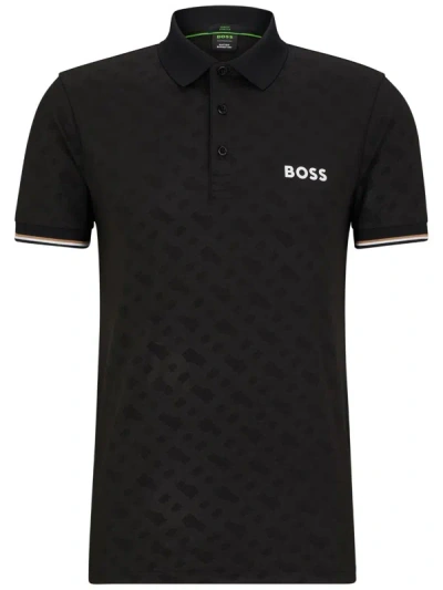 Hugo Boss Men's Black Embossed Logo Pateo Mb 12 Short Sleeve Polo T-shirt