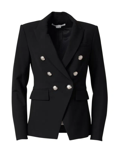 Veronica Beard Miller Dickey Double-breasted Grain De Poudre Blazer In Black