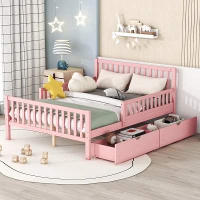 Simplie Fun Full Size Wood Platform Bed In Pink