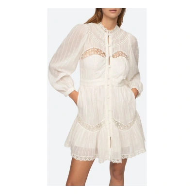 Sea Ny Women Haven Cotton Dobby Long Sleeve Pintucked Mini Dress Cream In White