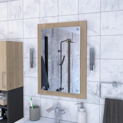 Simplie Fun Devoux Rectangular Bathroom Mirror Light Pine In Multi