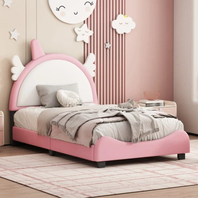 Simplie Fun Cute Twin Size Upholstered Bed In Pink