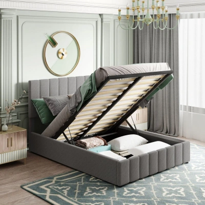 Simplie Fun Full Size Upholstered Platform Bed In Gray