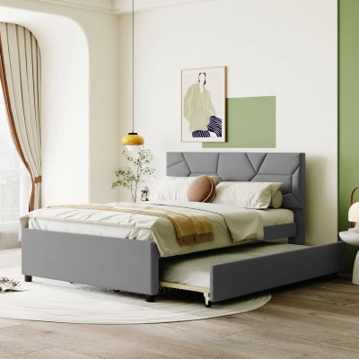 Simplie Fun Full Size Upholstered Platform Bed In Gray