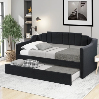Simplie Fun Upholstered Twin Daybed In Black