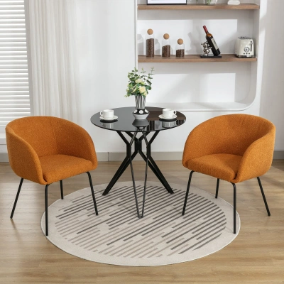 Simplie Fun Boucle Fabric Dining Chair In Orange