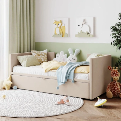 Simplie Fun Twin Size Upholstered Daybed In Neutral