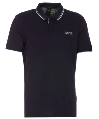 Hugo Boss Men Paddy Pro Contrast Color Cotton Stretch Polo Shirt Indigo Blue