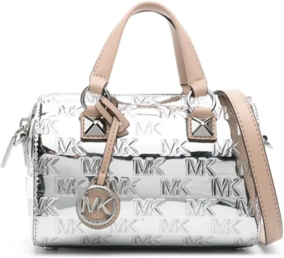 Michael Michael Kors Women's Grayson Silver Small Duffle Crossbody Handbag