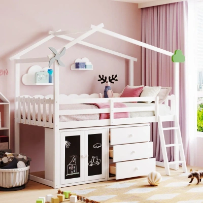 Simplie Fun Twin Size House Bed In Pink