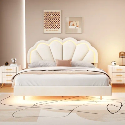 Simplie Fun Full Upholstered Smart Led Bed Frame