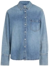 ALICE AND OLIVIA ALICE + OLIVIA WOMEN'S FINELY OVERSIZED DENIM SHIRT, SADIE LIGHT VINTAGE BLUE