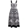 JOHNNY WAS WOMEN MEL EMBROIDERED SQUARE NECKLINE MIDI DRESS