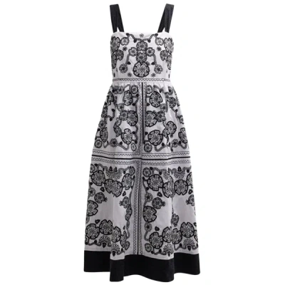 JOHNNY WAS WOMEN MEL EMBROIDERED SQUARE NECKLINE MIDI DRESS