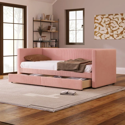Simplie Fun Twin Size Corduroy Daybed In Pink