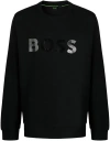 Hugo Boss Logo-print Ribbed Cotton Sweatshirt In Black