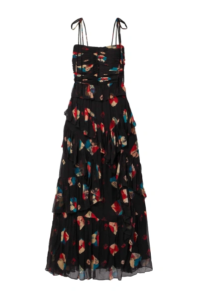 Ulla Johnson Women Aveline Adjustable Shoulder Strap Layered Dress Gown Nocturne In Multi