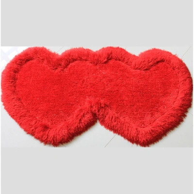Simplie Fun Double Heart Shape Hand Tufted 4-inch Thick Shag Area Rug (28-in X 55-in) In Red