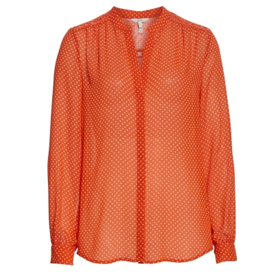 Joie Women's Mintee G Warm Terracotta Orange Polka Dot Silk Blouse