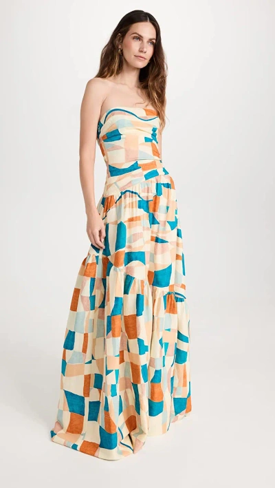 A.l.c A. L.c. Women's Lark Dress, Amalfi Blue/apricot Multicolor