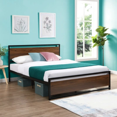 Simplie Fun Industrial Platform Queen Bed Frame/mattress Foundation