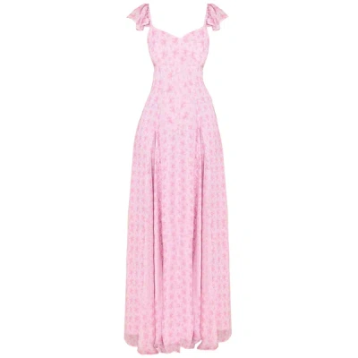 Loveshackfancy Tulonne Floral Print Ruffle Dress In Pink