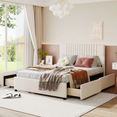 Simplie Fun Full Size Upholstered Platform Bed In Multi