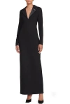 STAUD STAUD WOMEN HUMBOLDT FAUX LEATHER COLLAR MAXI DRESS BLACK