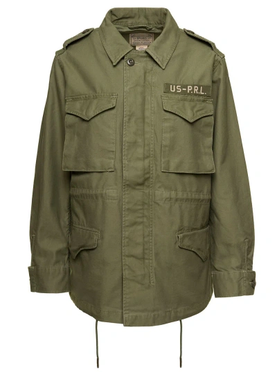 Polo Ralph Lauren Military Green Surplus Jacket With Embroidered Patch In Cotton Woman