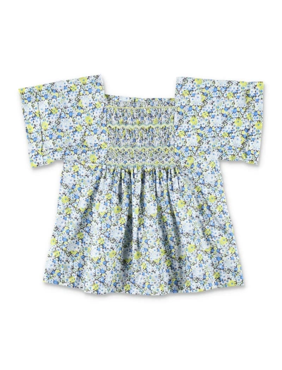 Bonpoint Kids' Pays Smocked Blouse In Fl/blue