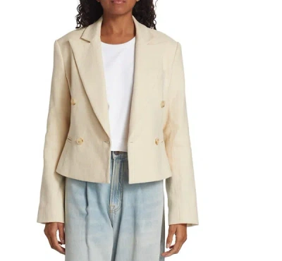 A.L.C A. L.C. WOMEN RIVER JACKET BARELY LINEN DOUBLE-BREASTED BLAZER BEIGE