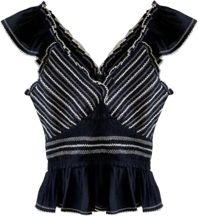 SEA SEA NY WOMENS MABLE CAMBRIC FLUTTER SLEEVE PLEATED TOP BLOUSE BLACK