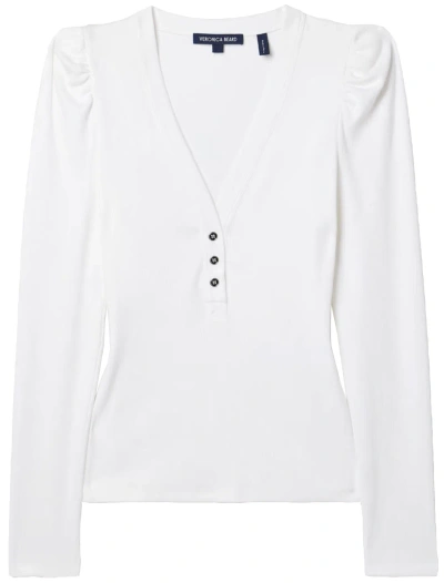 Veronica Beard Dekalb Ribbed Cotton-jersey Top In White
