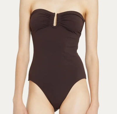 Ulla Johnson Monterey Bandeau One-piece Swimsuit In Brown