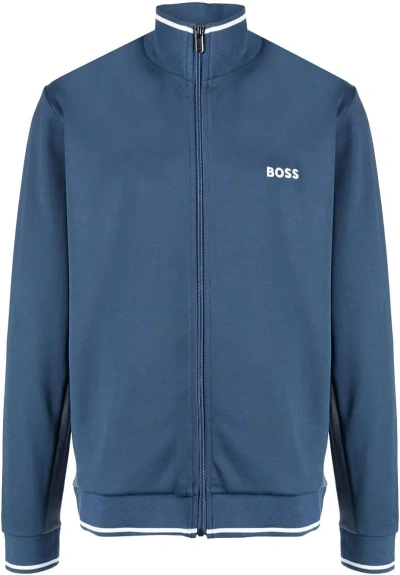 Hugo Boss Men Full Zip Cotton Tracksuit Jacket Spruce Blue